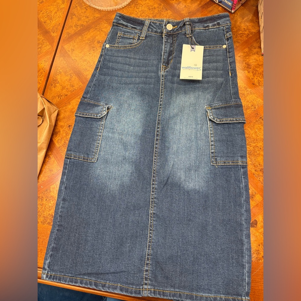 Wallflower Girls' Denim Skirt with Pockets